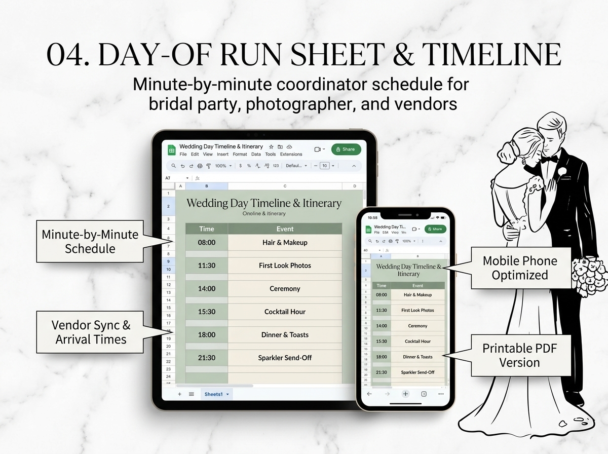 Day-Of Run Sheet & Master Timeline - Visual Feature Breakdown and Spreadsheet Explainer