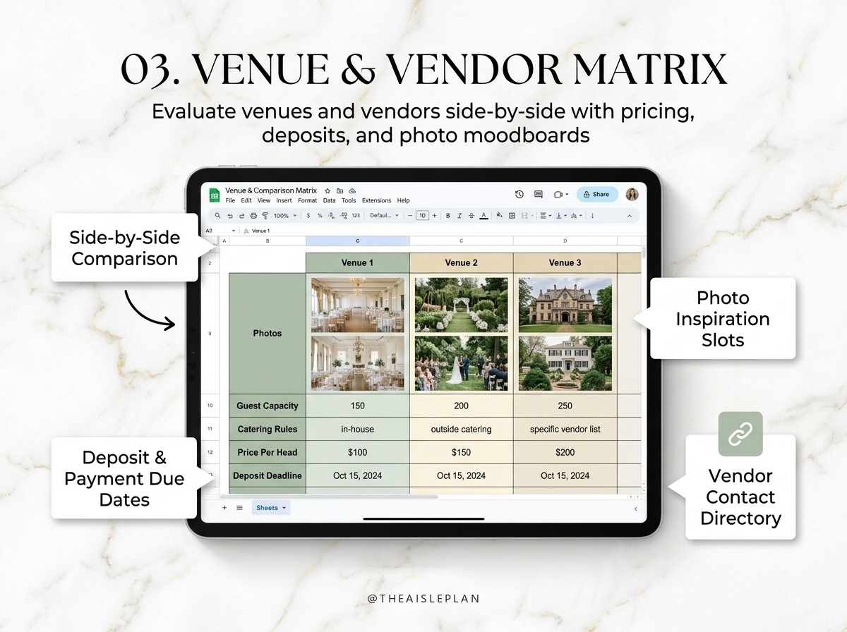 Venue & Vendor Comparison Matrix - Visual Feature Breakdown and Spreadsheet Explainer